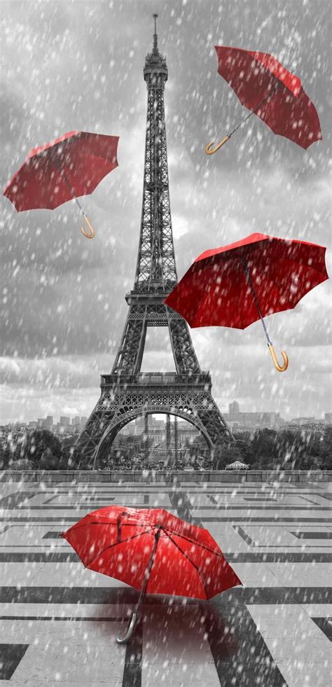 Red Umbrellas At The Eiffel Tower с изображениями Эйфелева башня Иллюстрации парижа