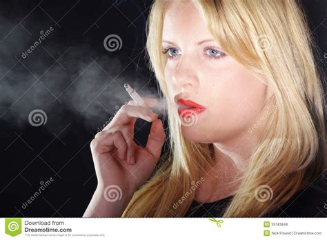 Woman With Cigarette And Smoke Stock Photo Image Of Pretty Elegant