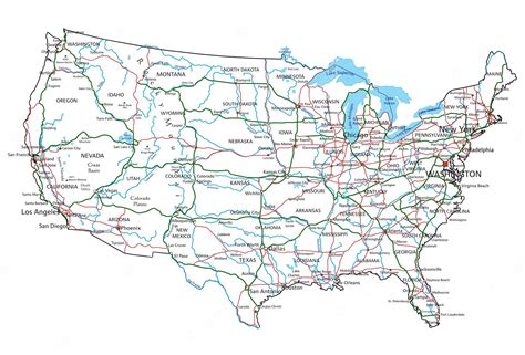 Mapa De Carreteras Y Autopistas De Los Estados Unidos De América