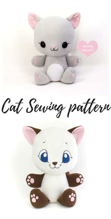 Pdf Sewing Pattern Cuddle Kitten Stuffed Animal Easy Cat Cute