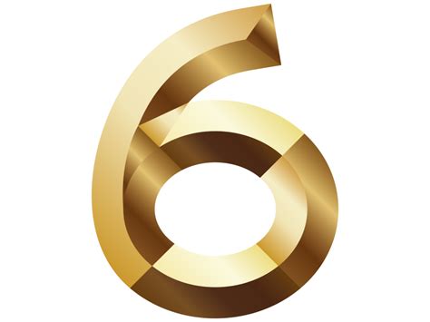 6 Golden Numbers Png Transparent Image