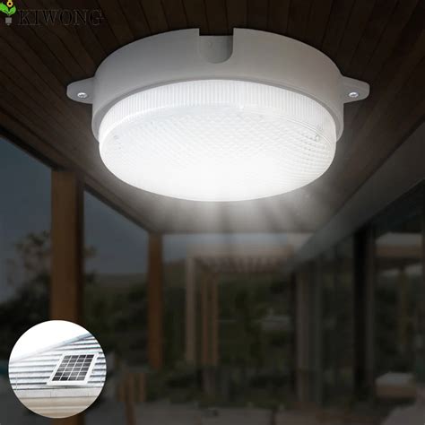 4w Round Solar Light Outdoor Led Ceiling Lamp Garden Street Lights 9