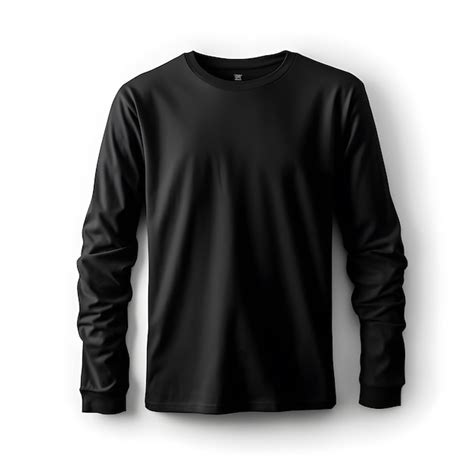 Maqueta De Camisa De Manga Larga Negra En Blancoprimer Plano Camiseta