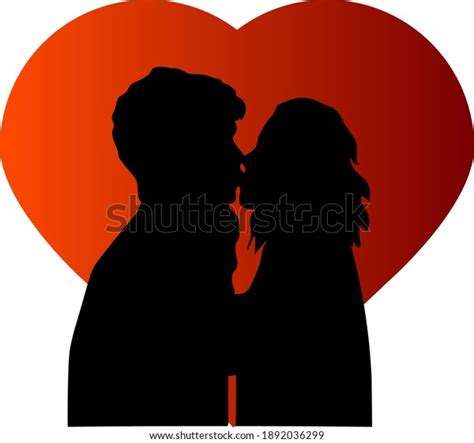 Kissing Couple Love Silhouette On Background Stock Vector Royalty Free 1892036299 Shutterstock