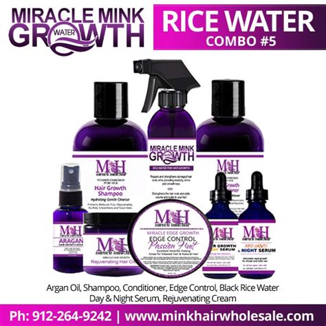 Miracle Mink Hair Growth Black Rice Water Combo 5 Black Hair Growth Organic Hair Growth