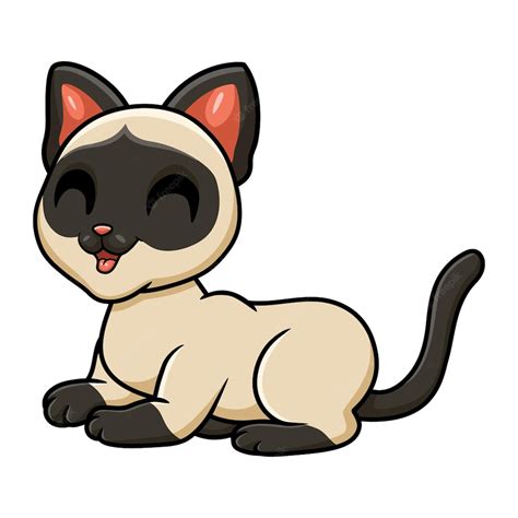 Premium Vector Cute Siamese Cat Cartoon Sitting