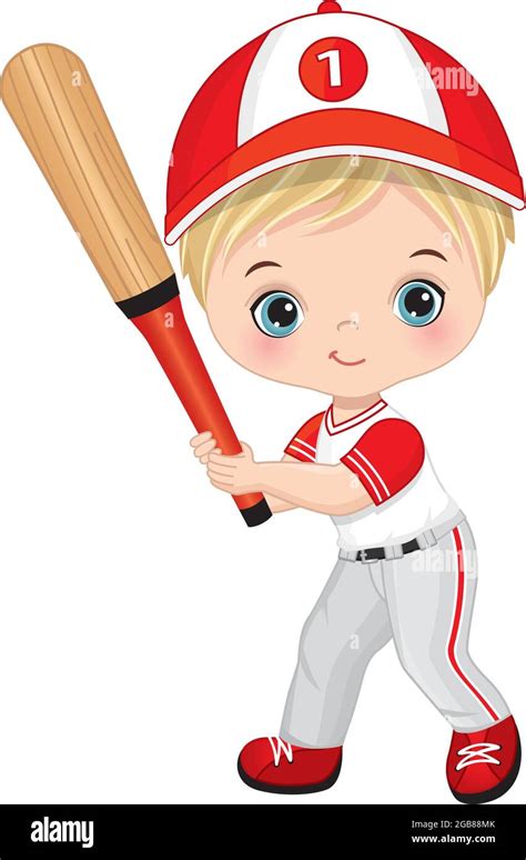 Cute Little Boy Playing Baseball Vector Baseball Boy Stock Vector