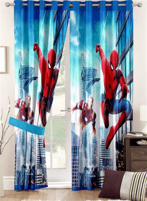 Buy Sbt Spiderman Polyester 3d Digital Print Curtain For Window Door