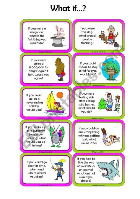 Adults And Children 2nd Conditional Conversation Cards Speaking