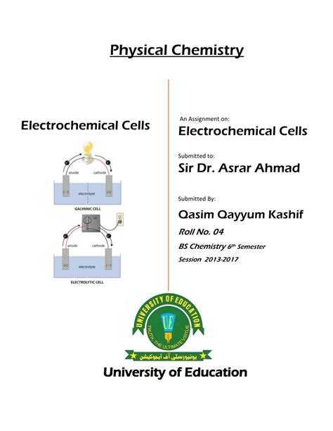 PDF Electrochemical Cells An Introduction