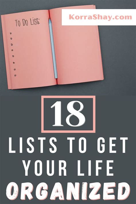18 Lists To Get Your Life Organized Life Organization Organization