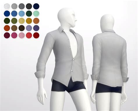 S4 Hunky Open Shirt 25 Color 네이버 블로그 Sims 4 Men Clothing Sims 4