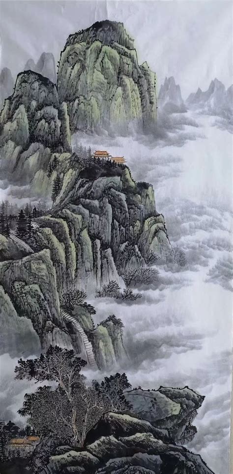 Original Shan Shui Painting Hand Painted Chinese Tai Mountain Etsy