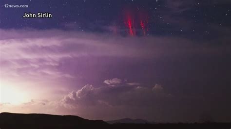 Rare Red Sprite Lightning Phenomenon Caught Over Arizona Thunderstorm