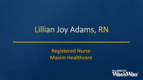 Lillian Adams Shines As A Nurse With Maxim Healthcare Youtube