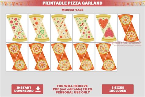 Printable Pizza Party Banner Garland Printable Pizza Flag Etsy