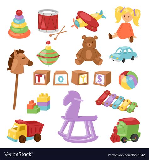 Set Of Different Cartoon Kids Toys Royalty Free Vector Image