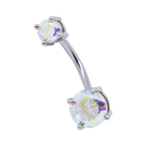 316 Stainless Steel Double Zircon Navel Piercing Ring YH QH0017S AB