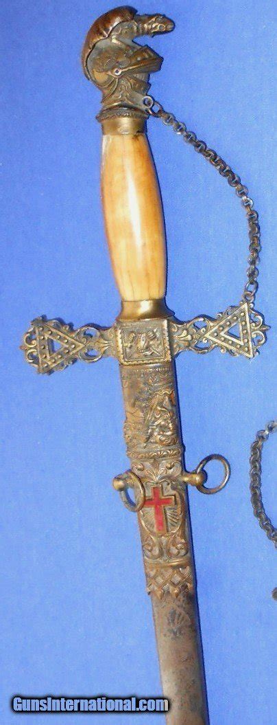 Antique Masonic Sword And Scabbard Knights Templar Bone Grip