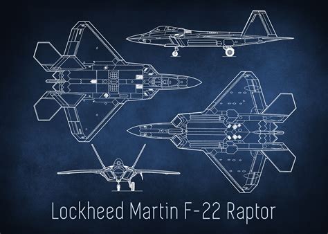 Lockheed F 22 Raptor Blueprint Art Blueprint Art Blueprints