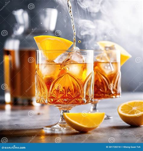 Whiskey Sour Cocktail Mixed Alcoholic Drink Served In Glass Stock Illustration Illustration