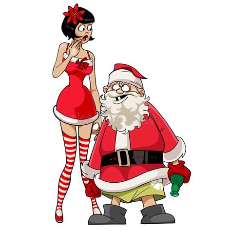 ✓ free for commercial use ✓ high quality images. Drunk Santa Claus With A Girl In A Red Dress Stock Vector ...