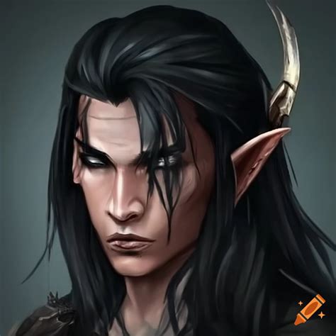 Dark Haired Male Elf With Raven Wings And Dual Elven Swords