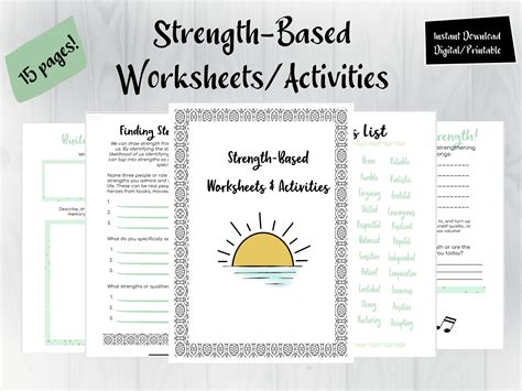 Strength Based Worksheets Therapy Worksheet Mental Health Etsy