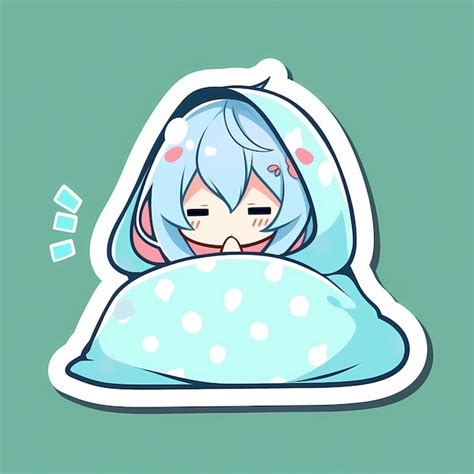 Premium Ai Image Kawaii Sleepy Blanket Girl Chibi Anime Vector Art