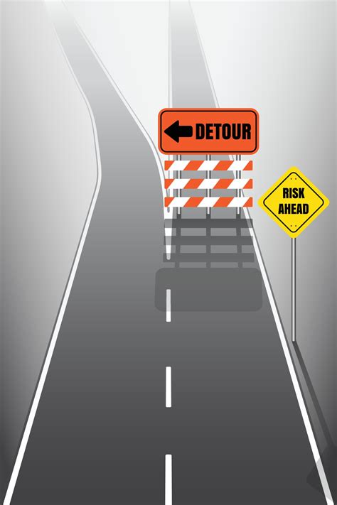 Road With Detour And Risk Signs 2443937 Vector Art At Vecteezy