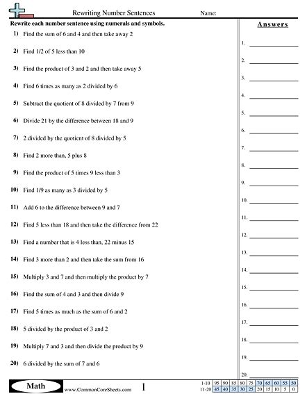 With the second one, they read the passage and then answer the questions in full sentences. 5.oa.2 Worksheets