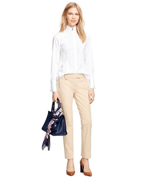Lyst Brooks Brothers Natalie Fit Cotton Pants In Natural