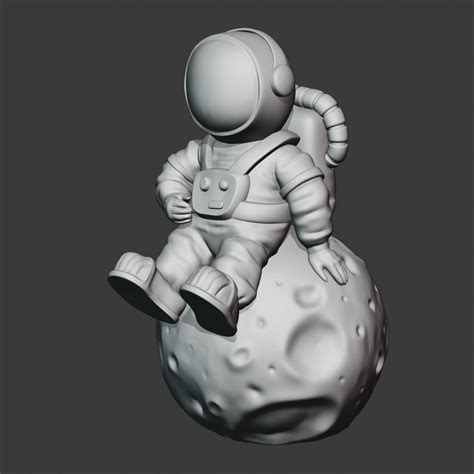 Astronaut Stl Spaceman 3d Figure Astronaut On Moon Stl 3d Printer