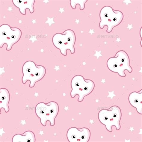 Vector Seamless Illustration With Teeth Dental Wallpaper Cute Tooth