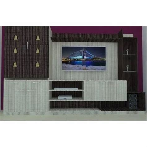 White And Brown Pvc Tv Showcase With Pooja Unit For Home At Rs 40000