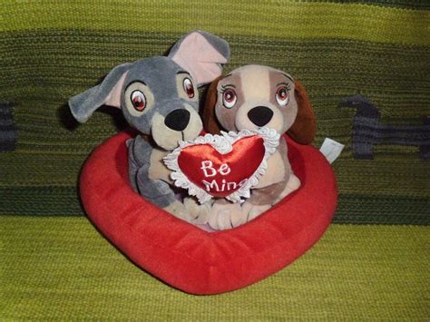 Disney Store Plush Bean Bag Set Lady And The Tramp Dogs Valentine