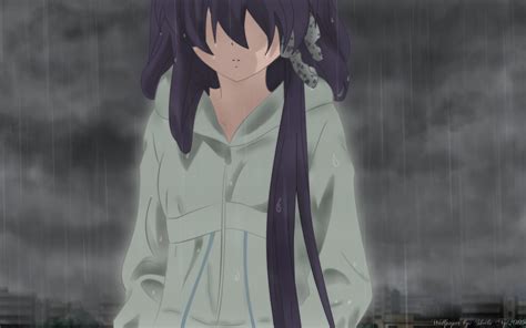 Sad Anime Girl Crying In The Rain Drawing