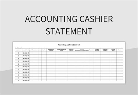 Accounting Cashier Statement Excel Template And Google Sheets File For