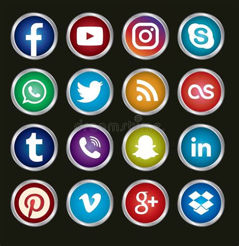 20 Silver Inset Social Media Icons Editorial Photography Illustration