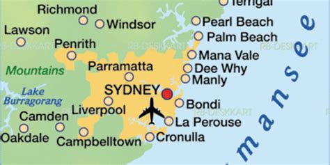 Karte Von Sydney Umgebung Region In Australien Welt Atlasde