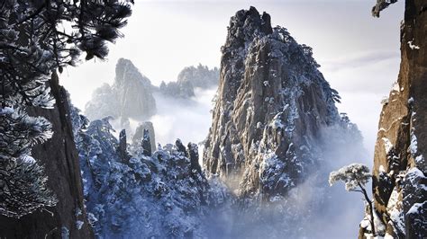 Huangshan Mountains In Winter In Anhui China Phone