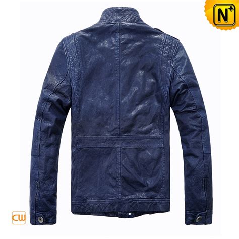 Mens Classic Blue Motorcycle Leather Jackets Cw813087 Cwmalls