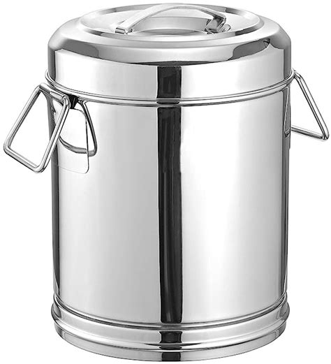 satyaki steels stainless steel storage box with side handle 5 ltr silver round