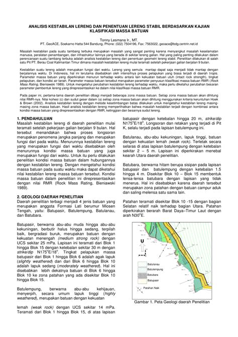 PDF Analisis Kestabilan Lereng Dan Penentuan Lereng Stabil