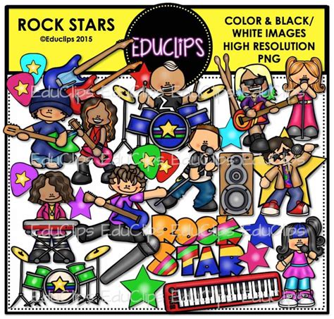 Rock Stars Clip Art Bundle Color And Bandw Edu Clips