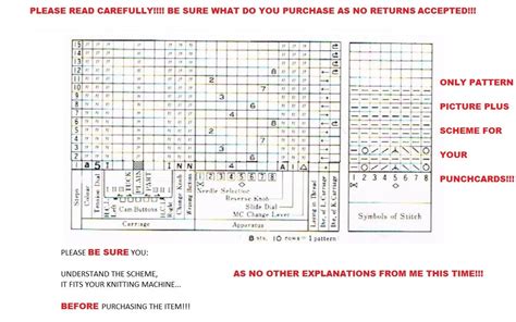 lace pattern set for punchcard and button knitting machines please be sure you understand the