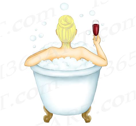 Woman In Bath Tub With Wine Fashion Clipart Planner Png Illustrations Design Bundles