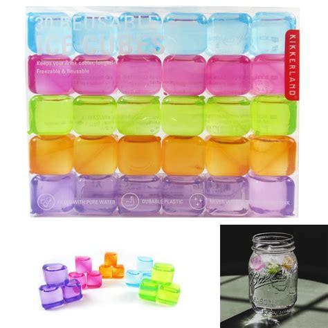 30 Kikkerland Reusable Ice Cubes Square Plastic Cooling Drinks Pure