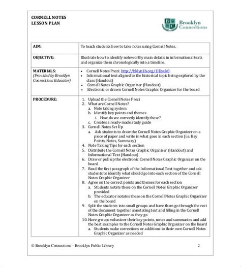 Cornell Note Taking Template 8 Free Word Excel Pdf