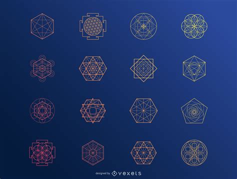 Descarga Vector De Conjunto De Elementos Abstractos Hexagonales
